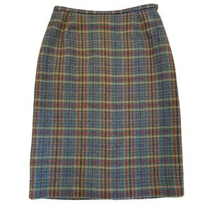 Vintage Jaeger Pencil‎ Skirt Pure New Wool Plaid Waist 26in 1990s Heritage EUC